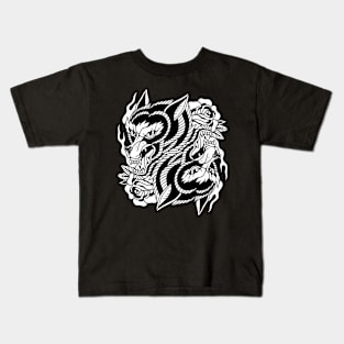 Wolf Traditional Vintage Tattoo Kids T-Shirt